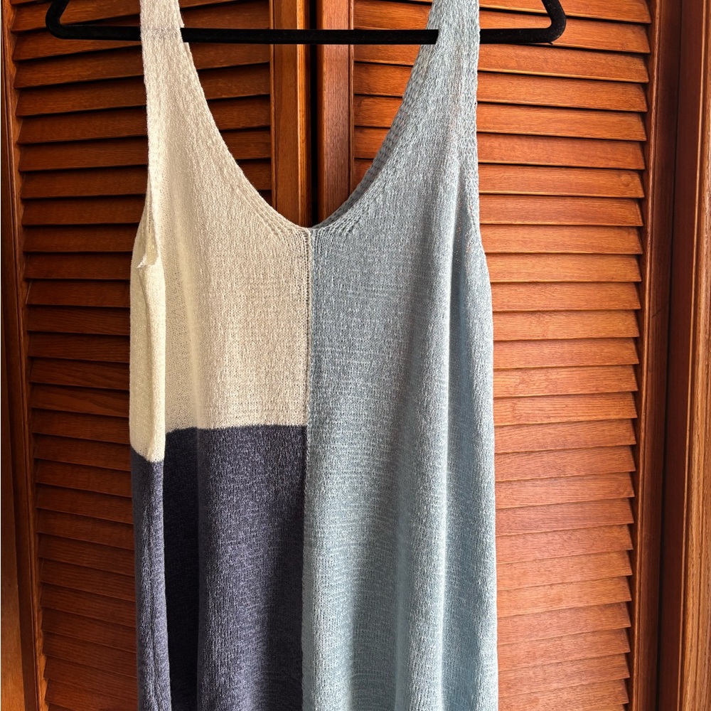 🟢 Colorblock Knit Tank - Blue, Navy & Cream